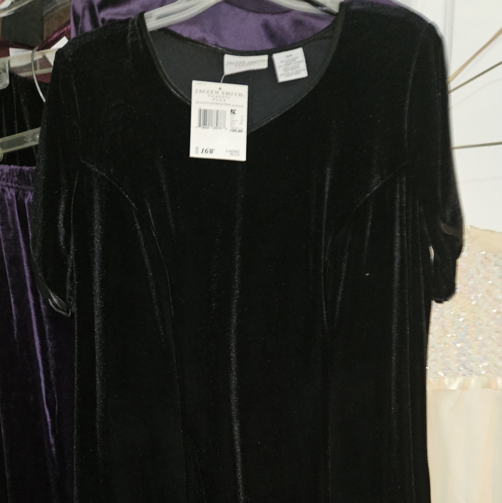 Black polyester (velvet like) dress